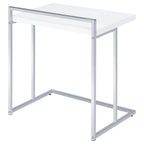 Coaster Home Furnishings Dani Rectangular Snack Table with Metal Base White and Chrome