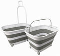 SAMMART 35L (9.24 Gallons) Collapsible Plastic Laundry Basket with Handle and Wheels  Foldable Pop Up Storage Container/Washing