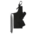 Encasa Xo Kitchen Apron With Oven Gloves & Potholder  Combo Set 100% Cotton  Heat Resistant | Full Black (3 Pcs Set)