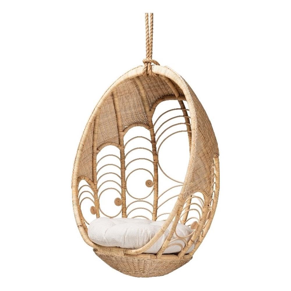 Baxton Studio Umika Modern Bohemian Natural Brown Rattan Hanging Chair