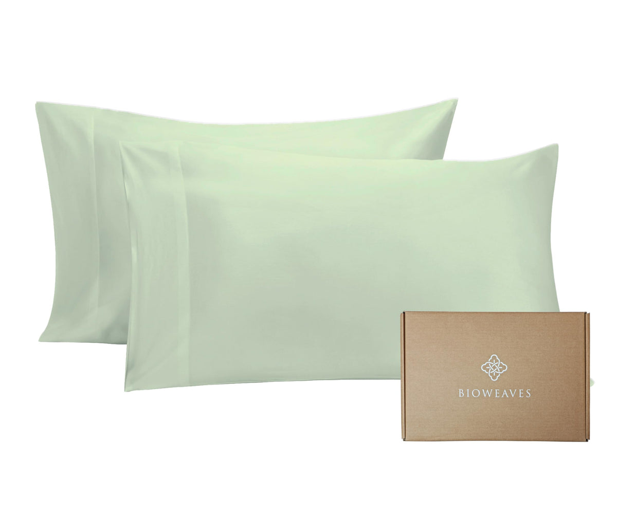 Bioweaves 100% Organic Cotton Pillow Cases 300 Thread Count Soft Sateen Weave Gots Certified - Standard/Queen Size, Set Of 2, Pa