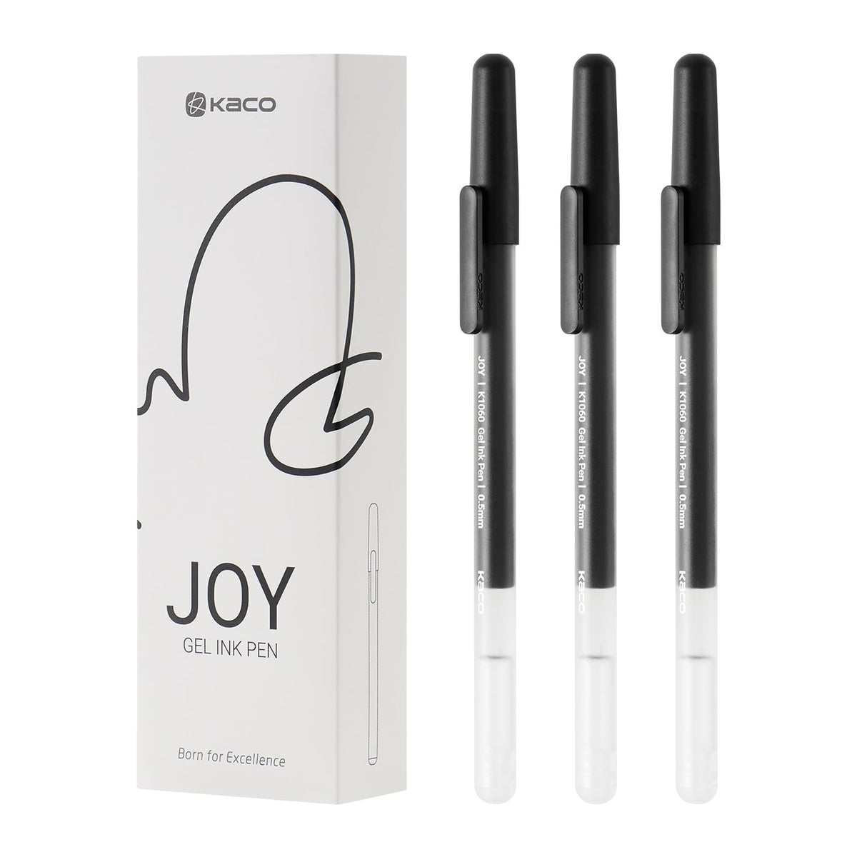 Joy Gel Ink Pens 10 Pieces Black Ink 0.5Mm Fine Point Disposable Office School Stationery