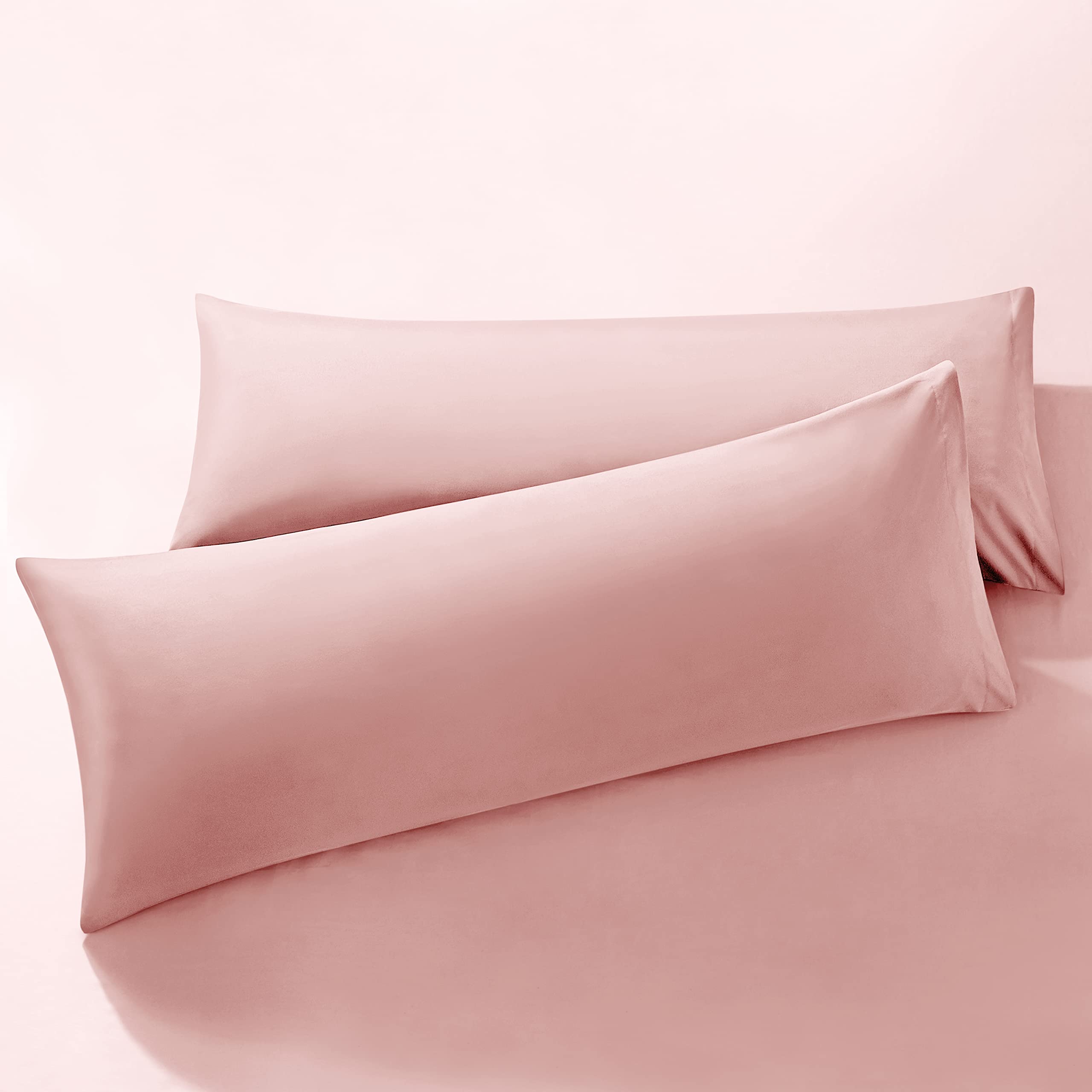 Milvowoc 2Pcs Brushed Microfiber Body Pillowcases - 20 X 48 Inch, Dusty Pink Pillow Case Set Non Slip Envelope Pillow Cover With