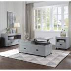 ACME Eleanor 2-Drawer Wooden Sofa Table with Compartment in Dove Gray