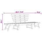 vidaXL 2-in-1 Patio Bench and Day Bed – 74.8" Adjustable, Weather-Resistant, Solid Acacia Wood, Easy Assembly, for Garden, Patio, Outdoor Use