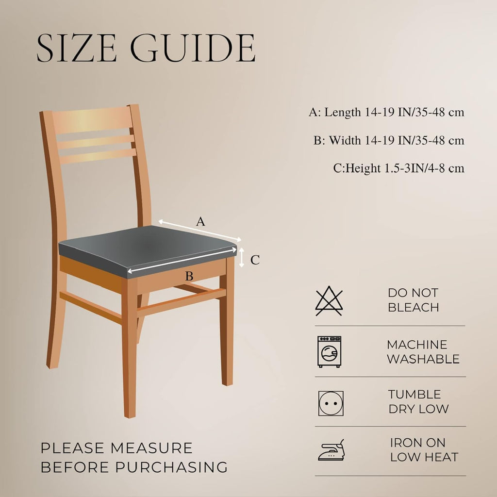 Searchi Waterproof Pu Leather Seat Covers For Dining Chairs, 6 Pack Stretch Dining Room Chair Seat Covers, Kitchen Chair Seat Covers Protectors (Taupe)