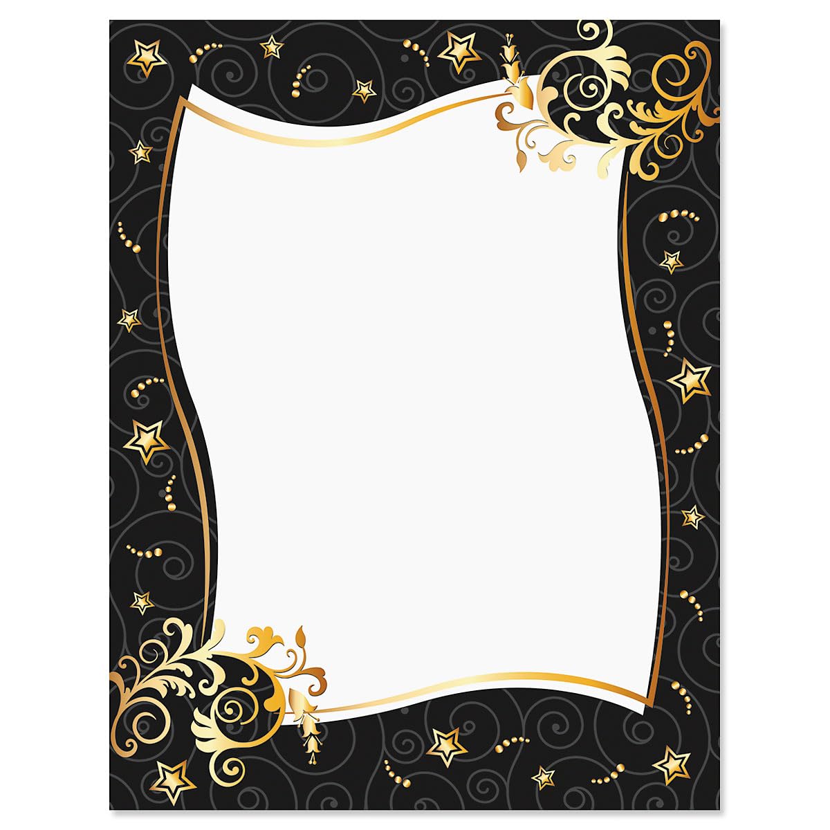 Stars And Spirals Letter Papers-25 Sheets Of Colorful, One-Sided Framed Letter Paper For Newsletters, Announcements, And Invitat