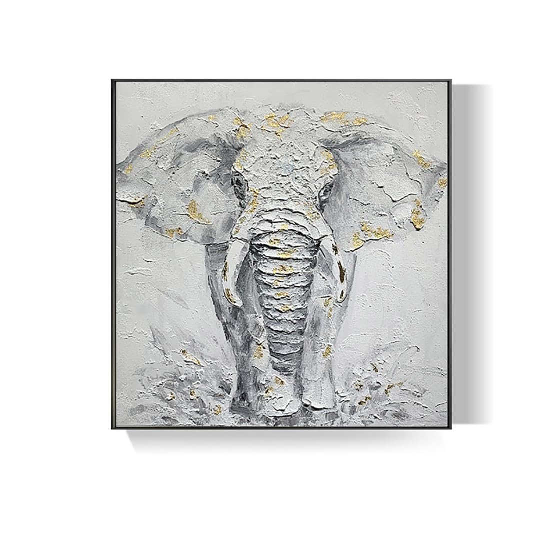 HomeRoots 530621 24 x 24 x 4 in. Black & White Fabric Elephant Airplane Wall Decor