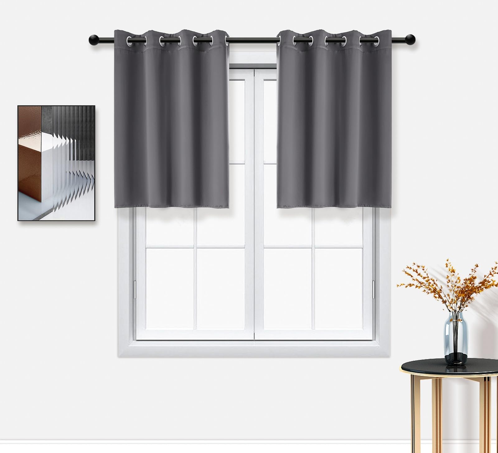 PI Blackout Bedroom Curtains,Thermal Insulated Ring Top Window Treatment,Room Darkening Drapes for Living Room/Bedroom/Kitchen 1