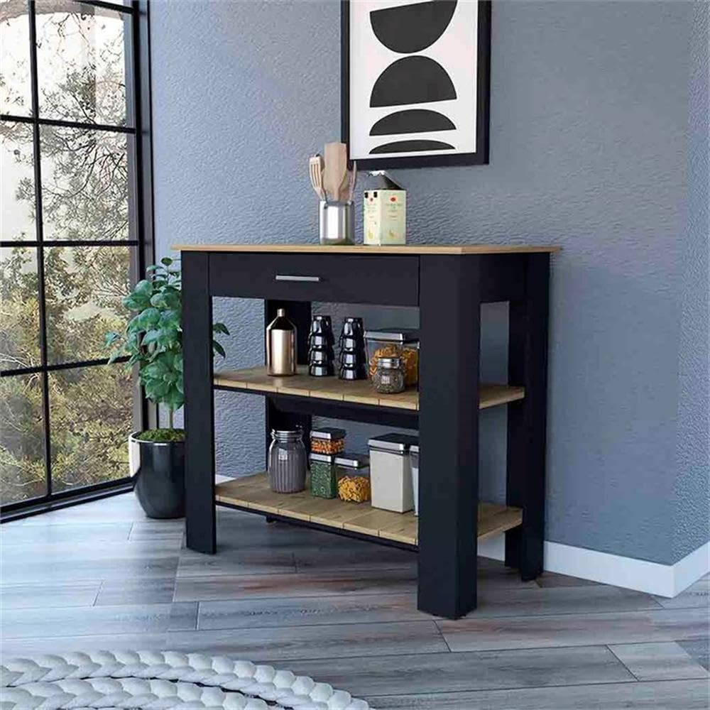 FM Furniture Brooklyn 40 Kitchen Island, Two Shelves, One Drawer