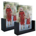 MEBRUDY 5x7 Picture Frame 2 Pack, Black Photo Frames with Tempered Glass Cover and Wooden Base for Tabletop or Desktop Display