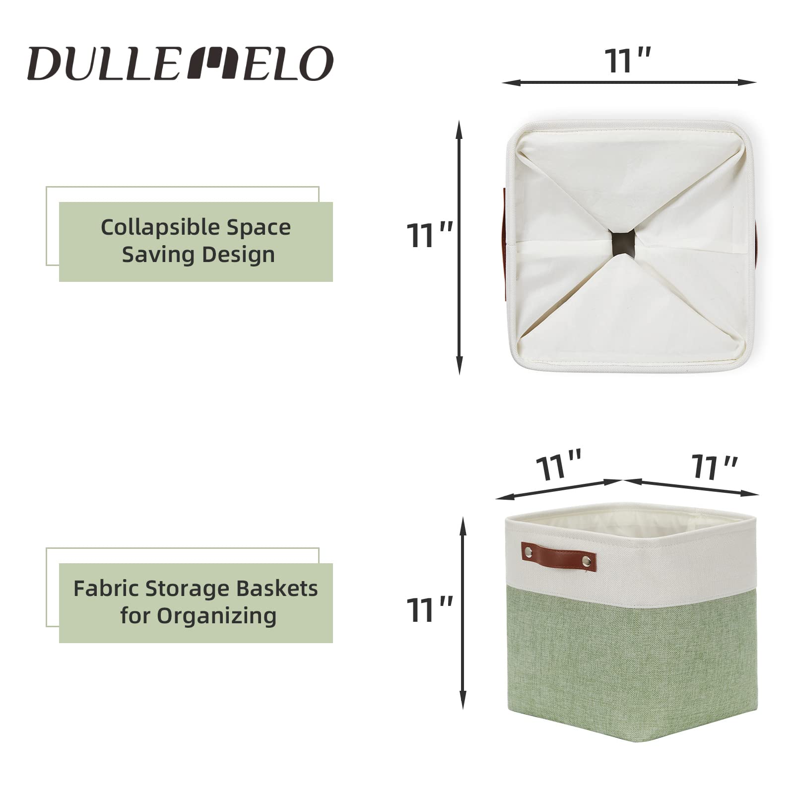 Dullemelo Storage Baskets For Organizing, Fabric Storage Cubes For Dog Toy Box, 11 Inch Decorative Cube Storage Bins With Handle