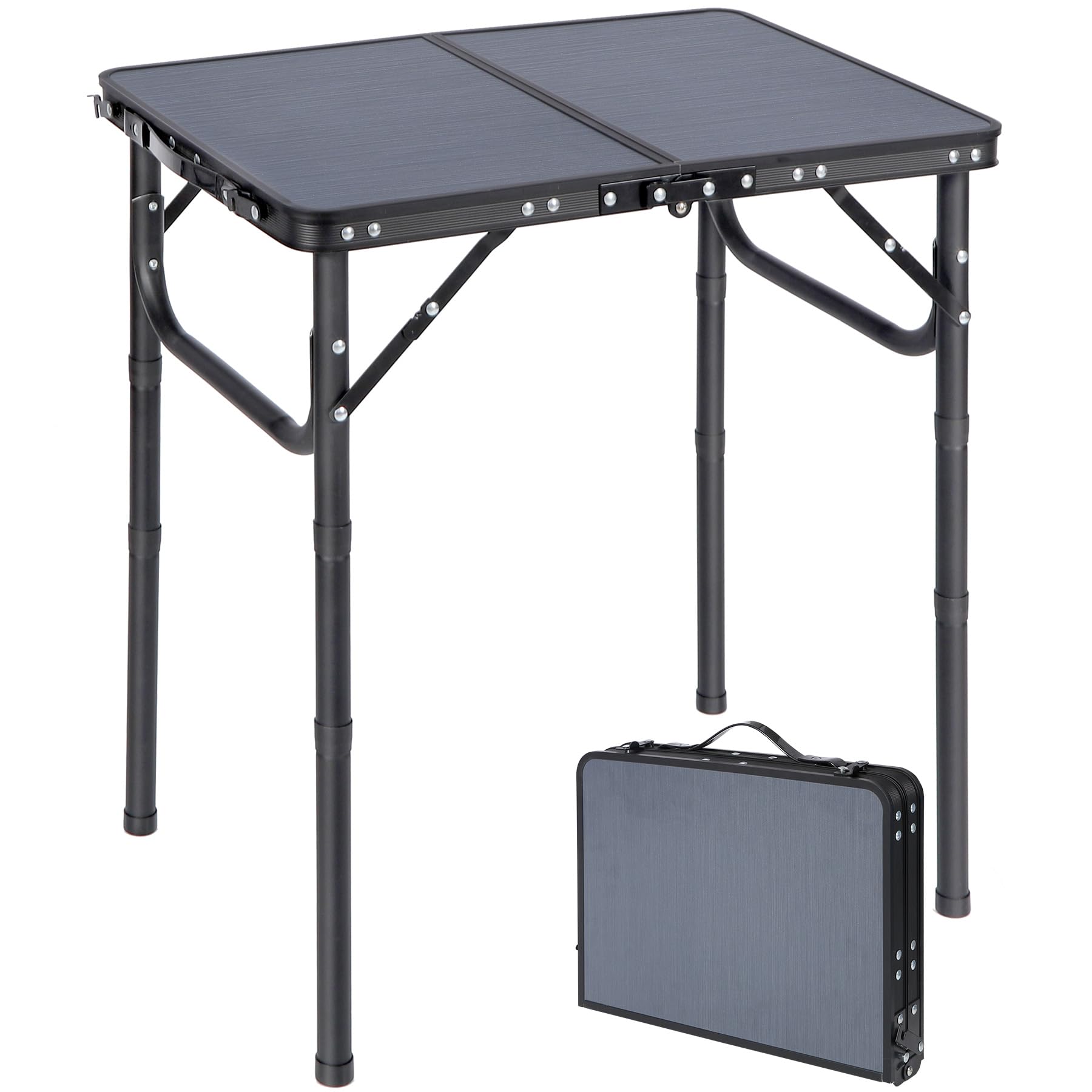 RedSwing Small Folding Table Adjustable Height, Lightweight and Portable Aluminum Frame Camping Table for Outdoor Indoor Picnic,