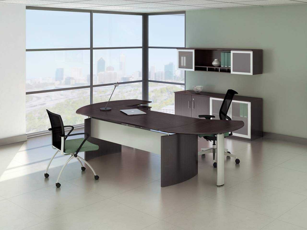 Safco Mayline Mnextrldc Medina Right Curved Desk Extension For Use With Desks, Sold Separately, Mocha Laminate
