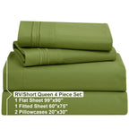 Nestl Rv Short Queen Sheets Set - 4 Piece Bed Sheets For Rv Queen Size Bed, Double Brushed Rv Size Sheets, Hotel Luxury Calla Green Sheets, Extra Soft Bedding Sheets & Pillowcases