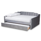 Baxton Studio Lennon Modern and Contemporary Grey Velvet Fabric Upholstered Full Size Daybed with Trundle