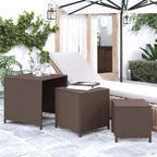 vidaXL Set of 3 Brown Poly Rattan Nesting Tables - Space-Saving, Sturdy, Easy-to-Clean, Indoor and Outdoor Use, with Powder-Coated Steel Frames