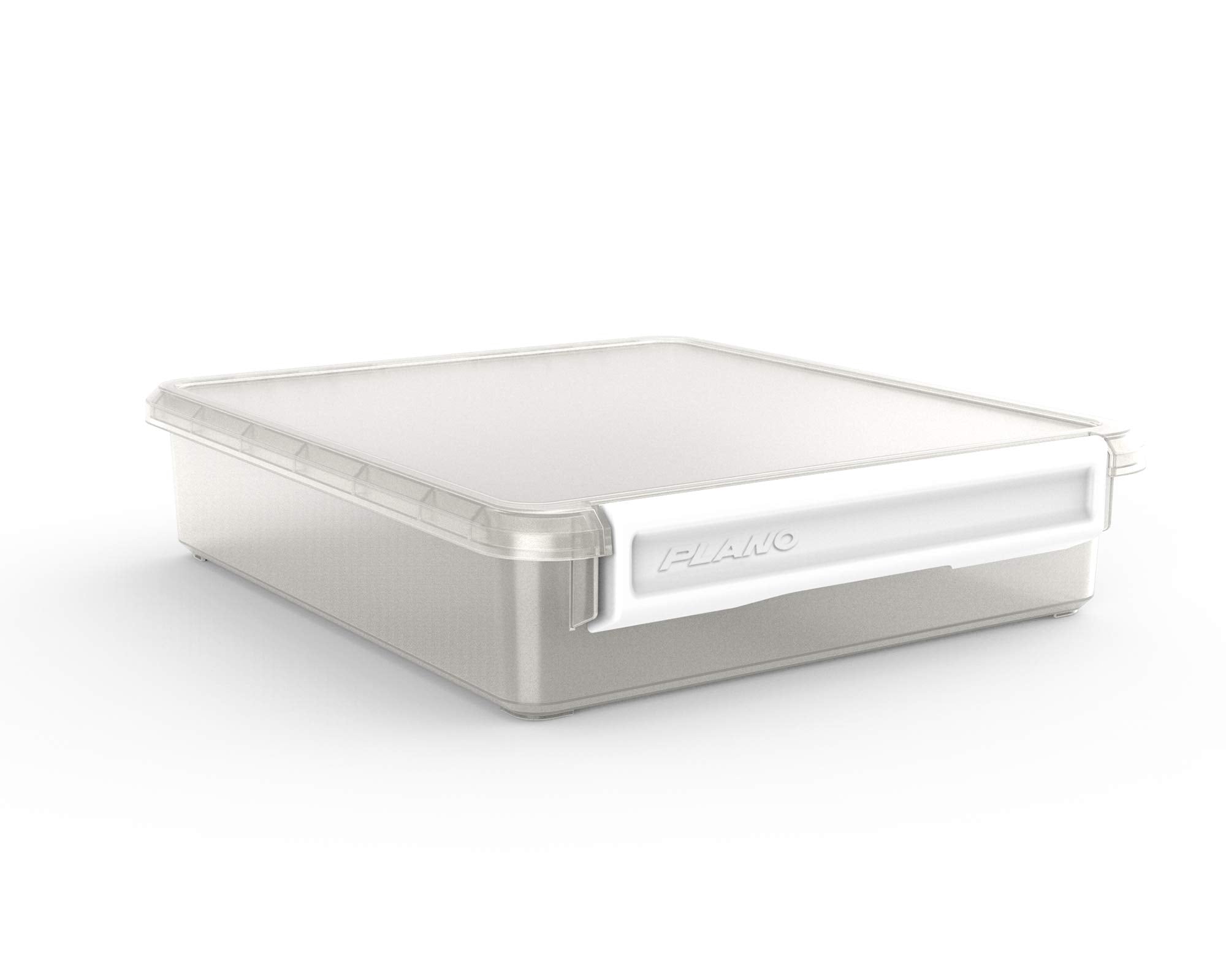 Plano PLA1313 Single Cubby Cube | Clear Storage Bin with Secure Latch, Clear with White Latch