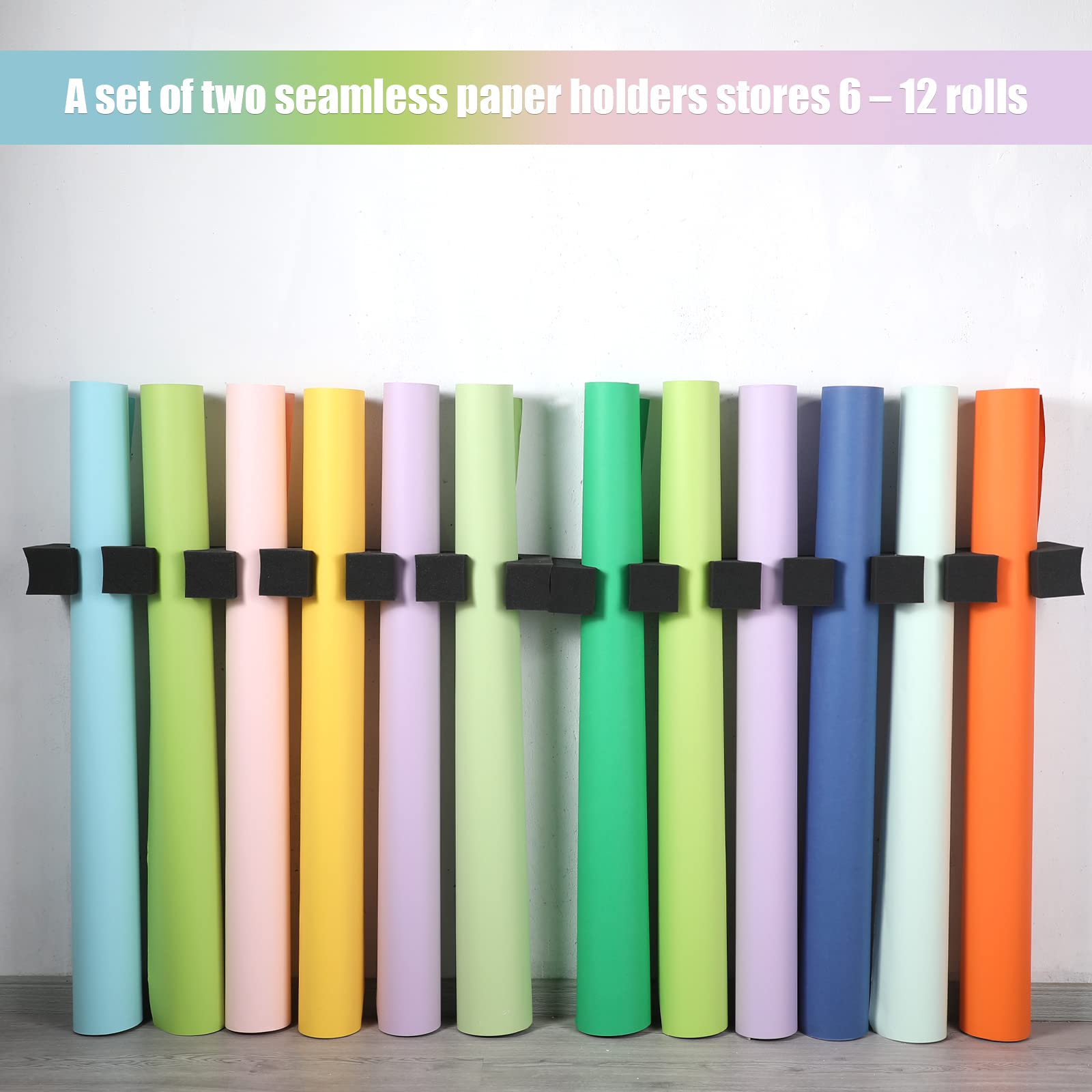 Colarr 2 Sets Seamless Paper Storage Clip Photo Backdrop Storage Rack 33 X 3 X 6 Inches Wall Mount Backdrop Holder Paper Rack Fo
