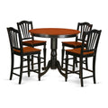 East West Furniture TRCH5-BLK-W 5 Piece Counter Height Pub Set Includes a Round Table and 4 Kitchen Dining Chairs, 42x42 Inch, Black & Cherry