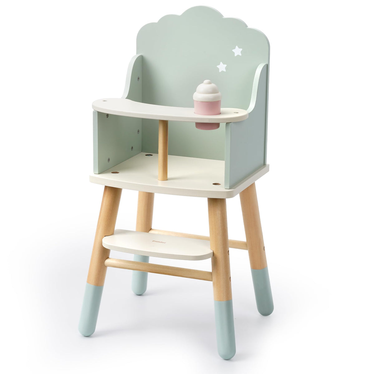 Pithfor Wooden Baby Doll High Chair, Baby Doll Furniture, Fits Up to 18 inch Dolls, 18 inch Doll Accessories  Green