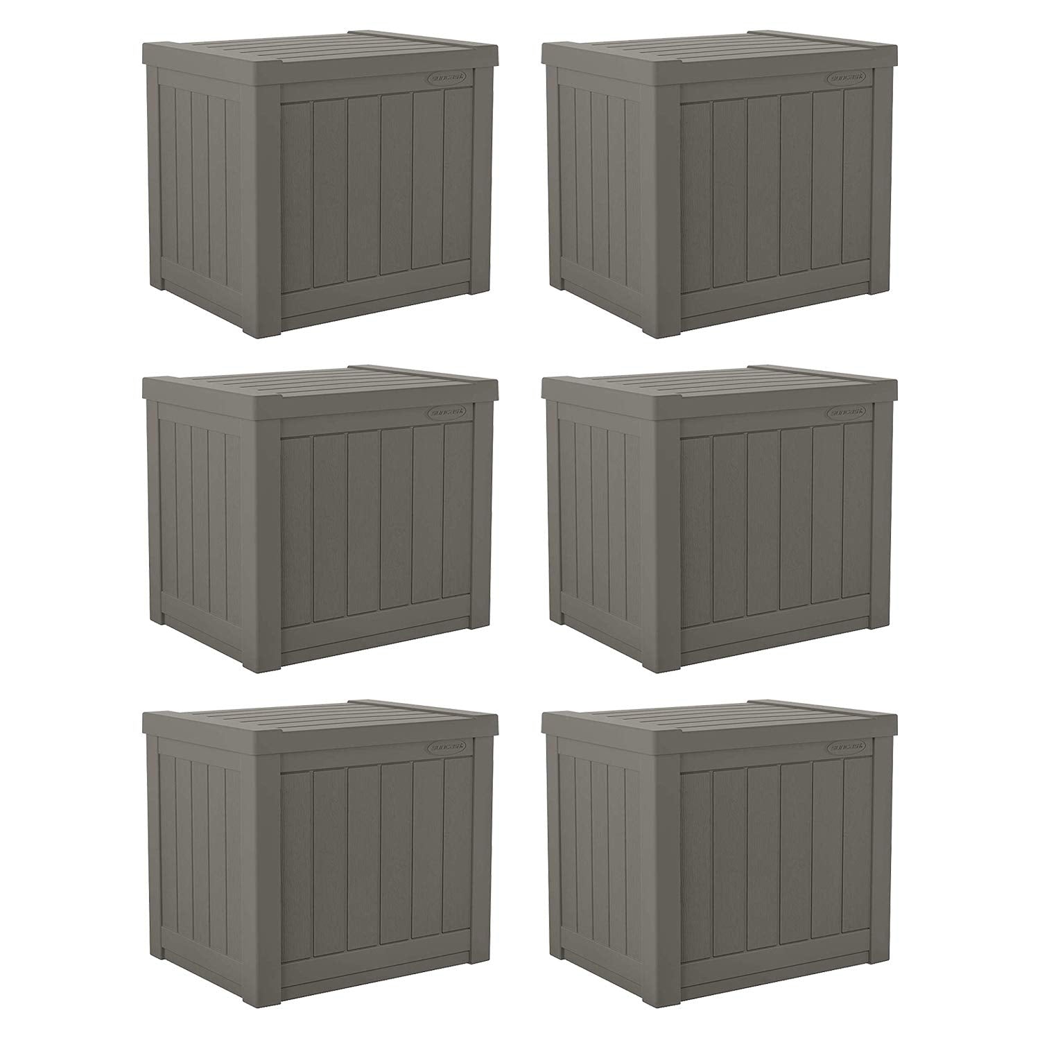 Suncast Ss500St 22 Gallon Small Resin Outdoor Patio Storage Deck Box (6 Pack)