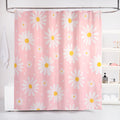QJHOMO Pink Floral Shower Curtain Set Cute Daisy Girly Bathroom Curtain, Washable Waterproof Fabric Shower Curtains with 12 Hook