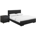 Camden Isle Hindes Upholstered Platform Bed, Black, Queen with 1 Nightstand