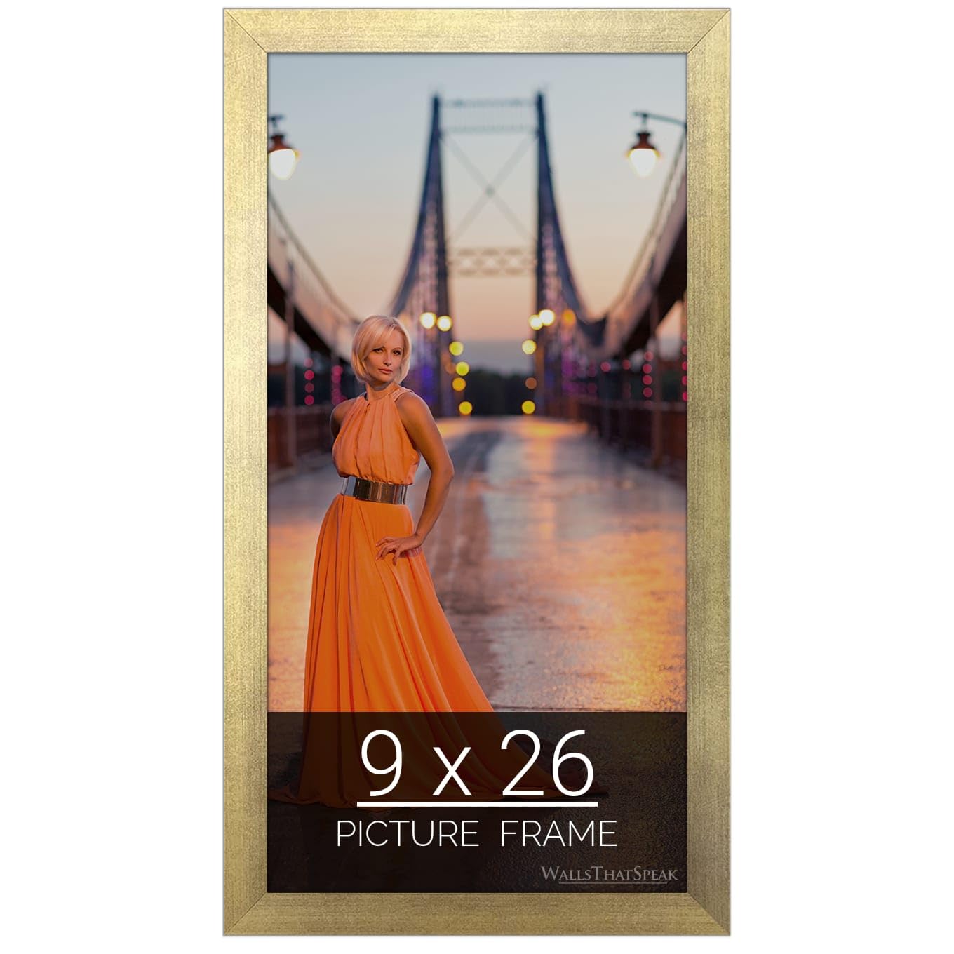 wallsthatspeak 9x26 Gold Picture Frame for Puzzles Posters Photos or Artwork