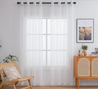 Pi Sheer Voile Curtains Ring Top Panels,Light Filtering Window Curtain For Office/Backdrop 2 Panels (W52 X L95, Beige)