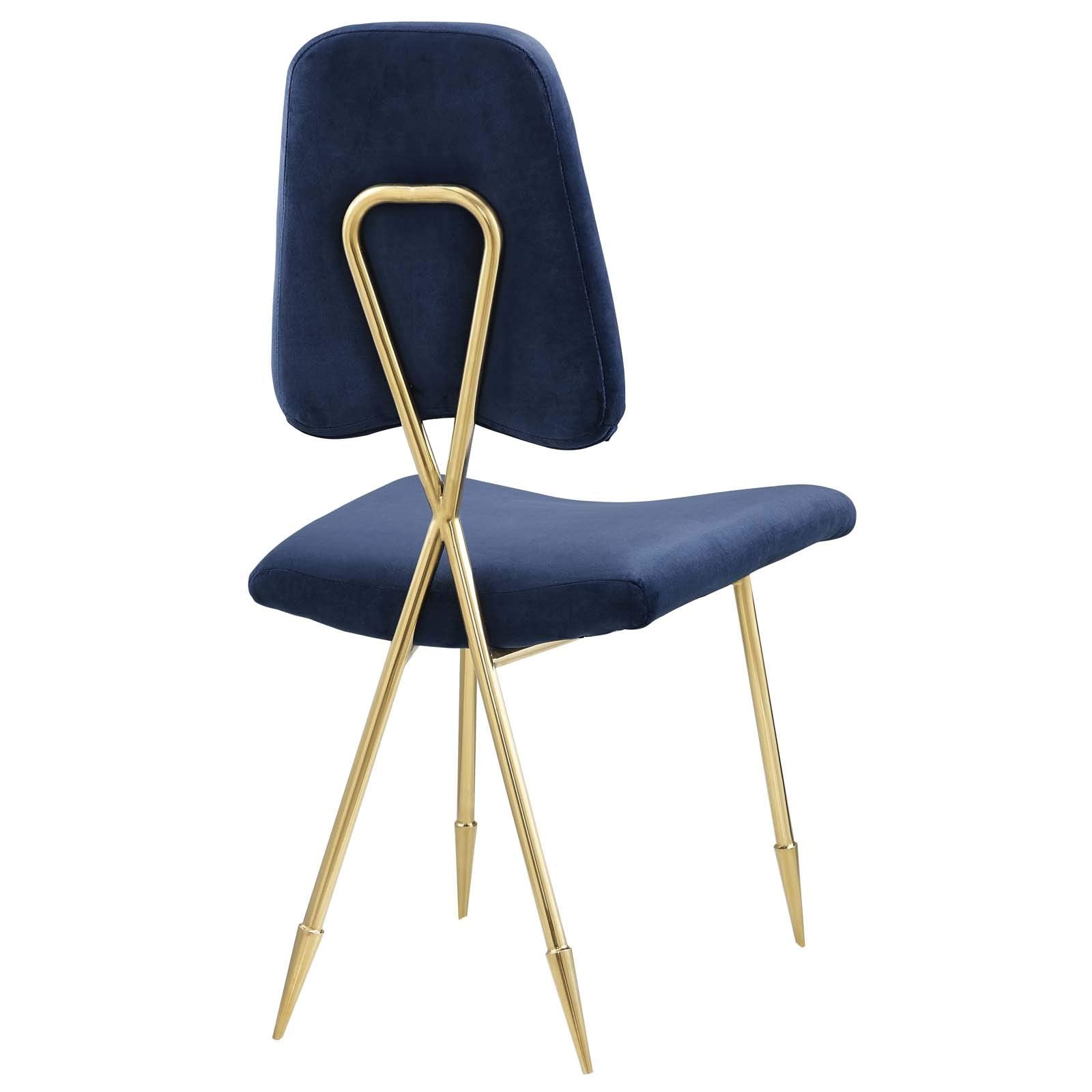 Modway Ponder Mid-Century Modern Performance Velvet Set Of Two Dining Chairs In Navy