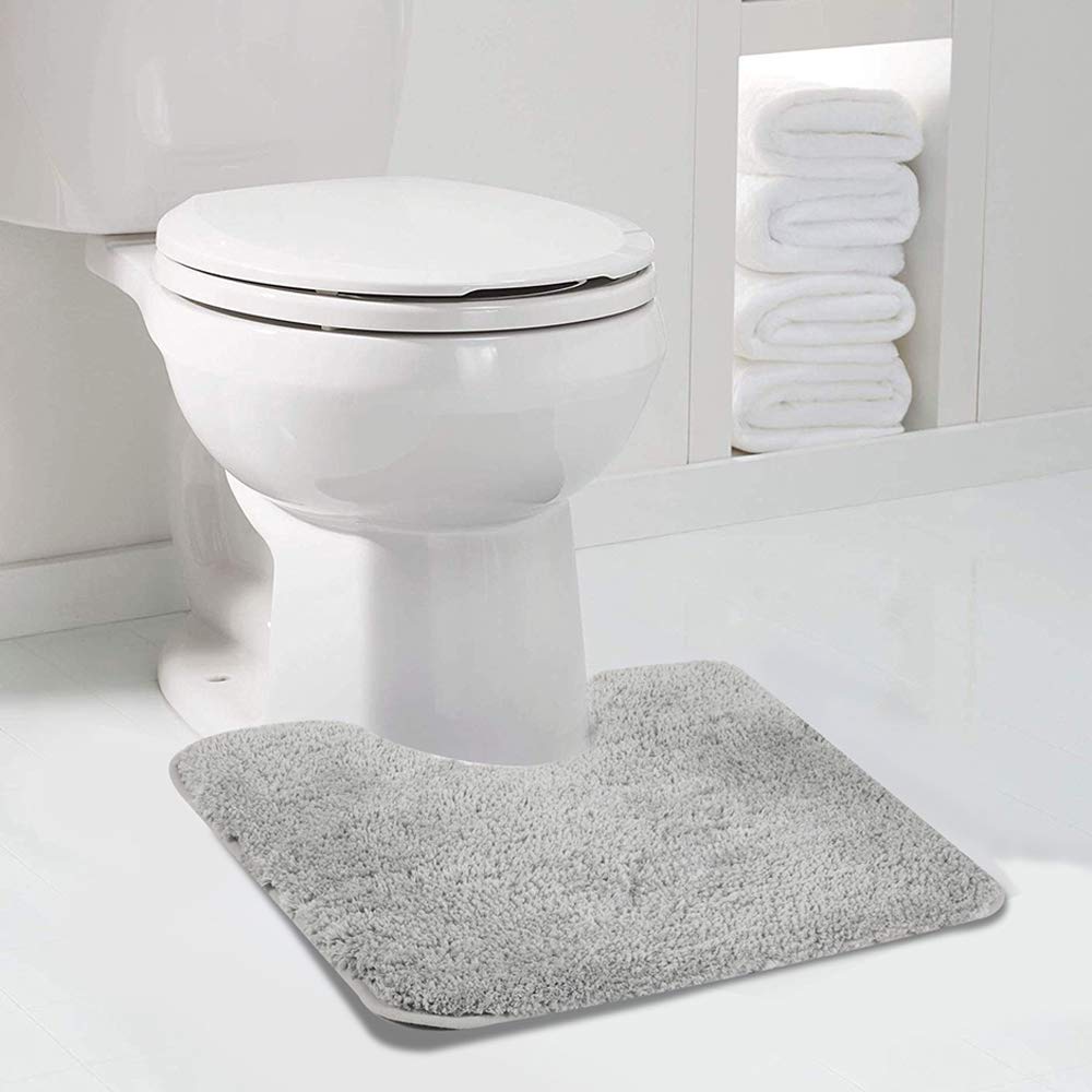Walensee Bathroom Contour Rug (20x24, Light Tan) Non Slip Bath Mat for Bathroom Water Absorbent Soft Microfiber Shaggy Bathroom 