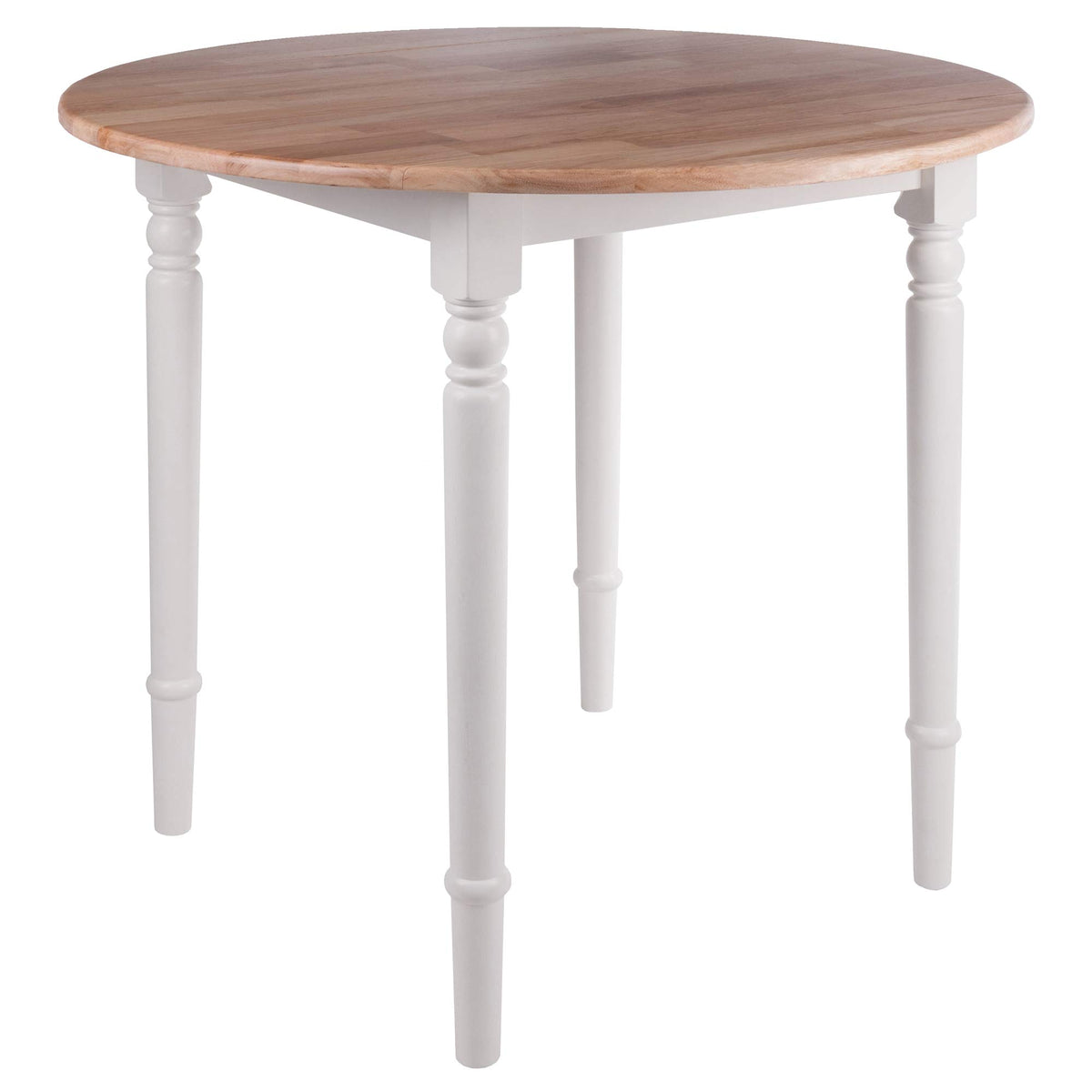 Winsome Wood Sorella Round Drop Leaf Table, Natural & White