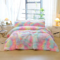 chovy Faux Fur Plush Tie-Dyed Pink Comforter Sets Twin/Full Size - Ultra Soft Shaggy Flannel Velvet Fluffy Fuzzy 3PC Bedding Set