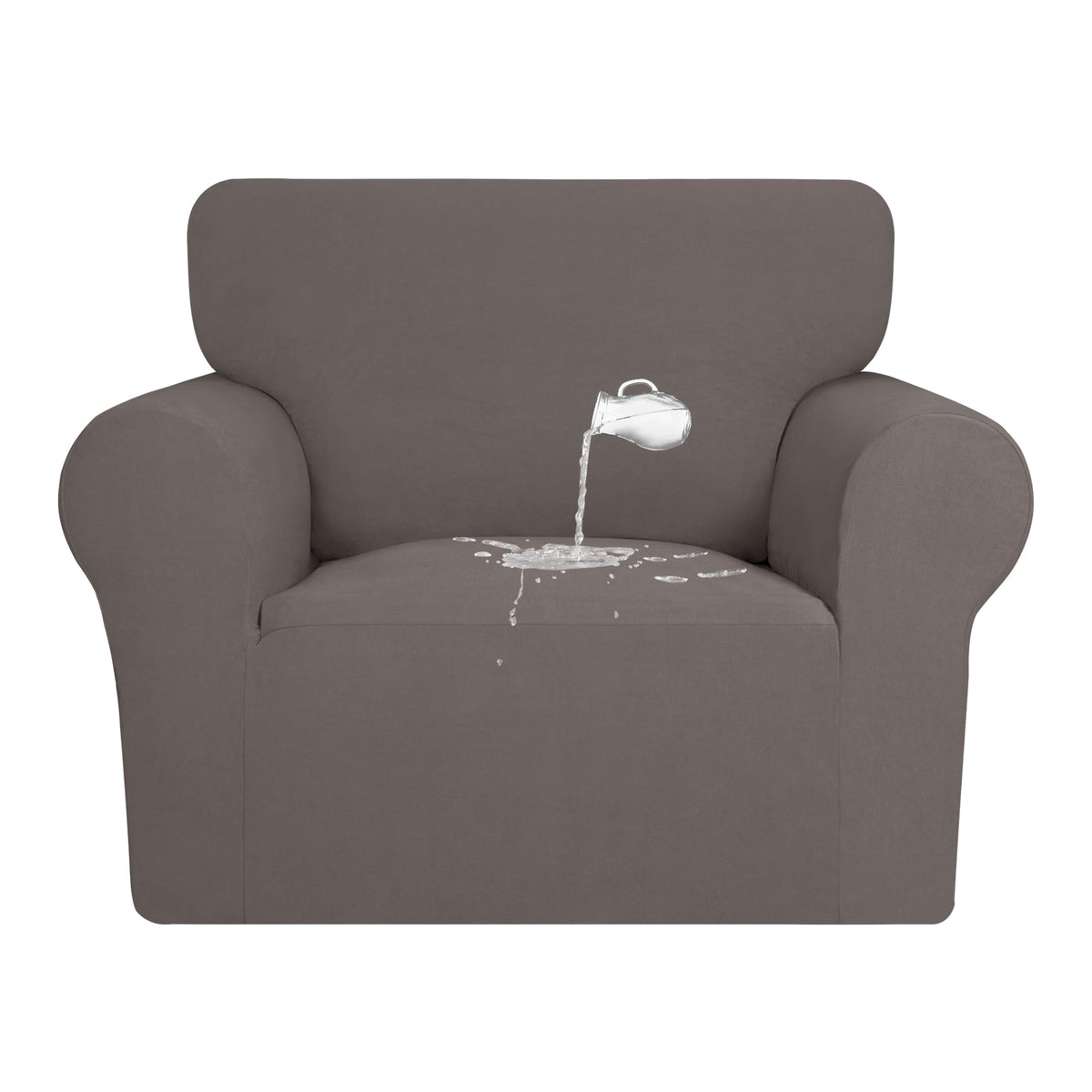 Purefit 100% Dual Waterproof Couch Cover Slipcovers For Couches And Sofas - Stretch Non Slip Fleece Sofa Covers Washable, Leakproof Furniture Protector For Kids, Pets, Dog (Chair, Taupe)