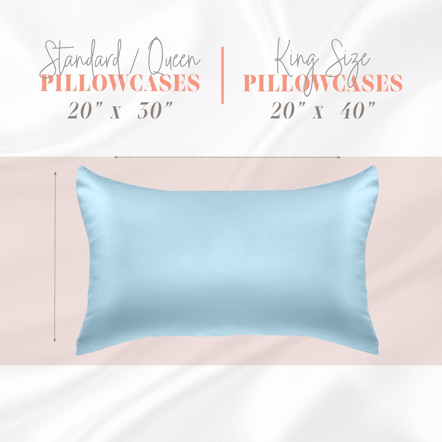 Elegant Comfort Silky And Luxurious 2-Piece Satin Pillowcase Set For Healthier Skin And Hair, Hidden Zipper Closure And Beautifully Packaged, Satin Pillowcase Set, Standard/Queen, Baby Blue