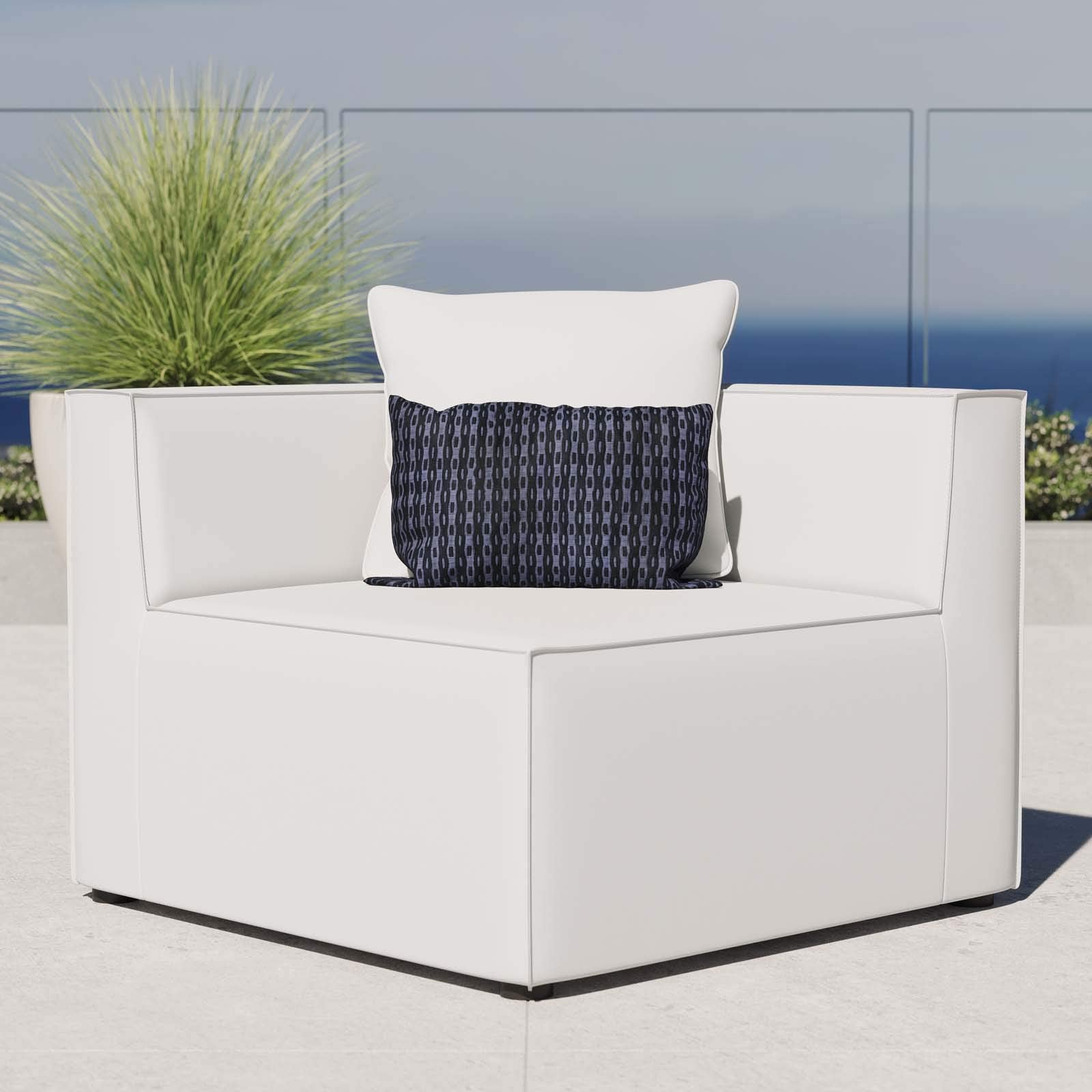 Modway Eei-4210-Whi Saybrook Outdoor Patio Upholstered Sectional Corner Chair, White