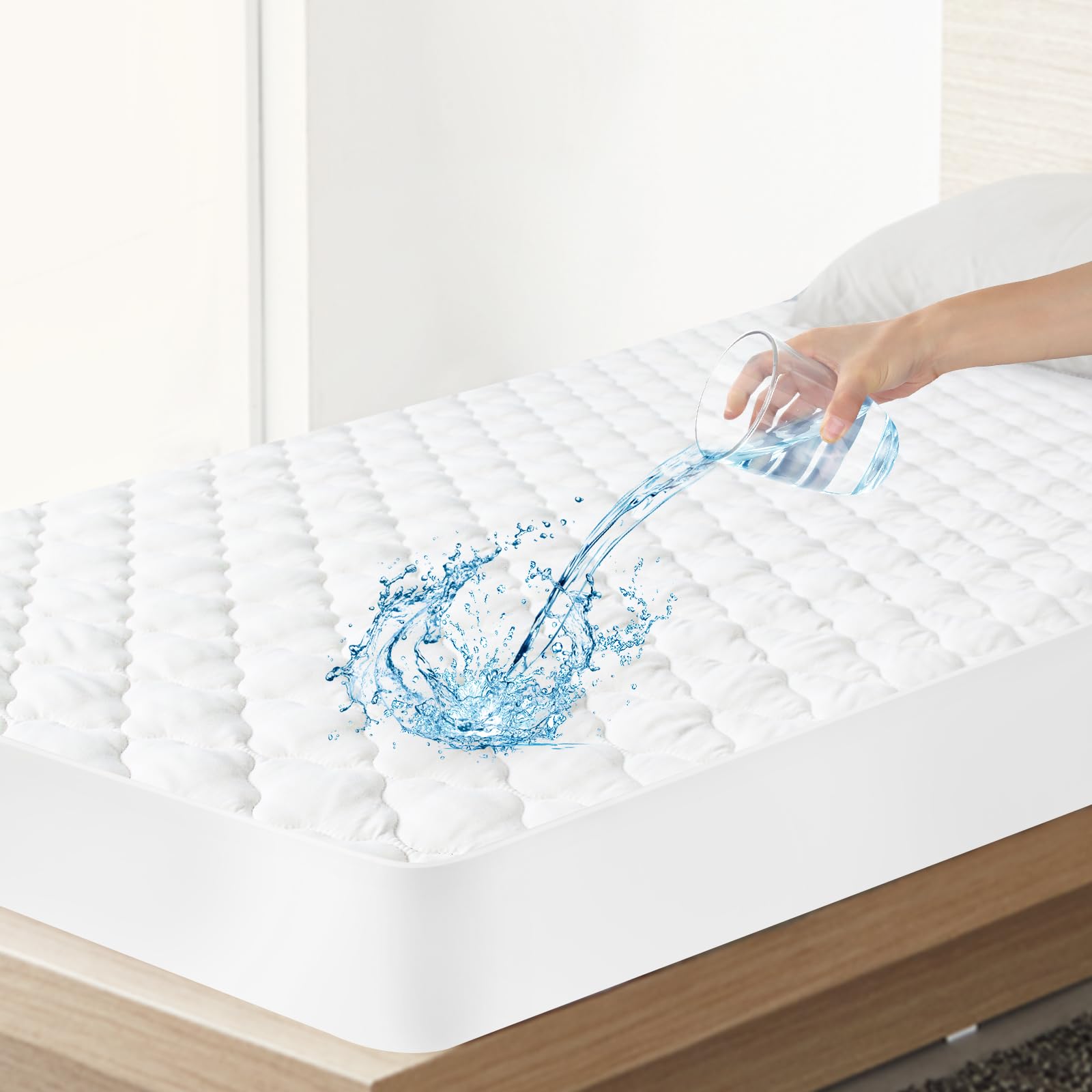 Twin Xl Mattress Pad Protector Waterproof Quilted For College Dorm Room Essentials, Soft & Cooling Twin Extra Long Mattress Topp