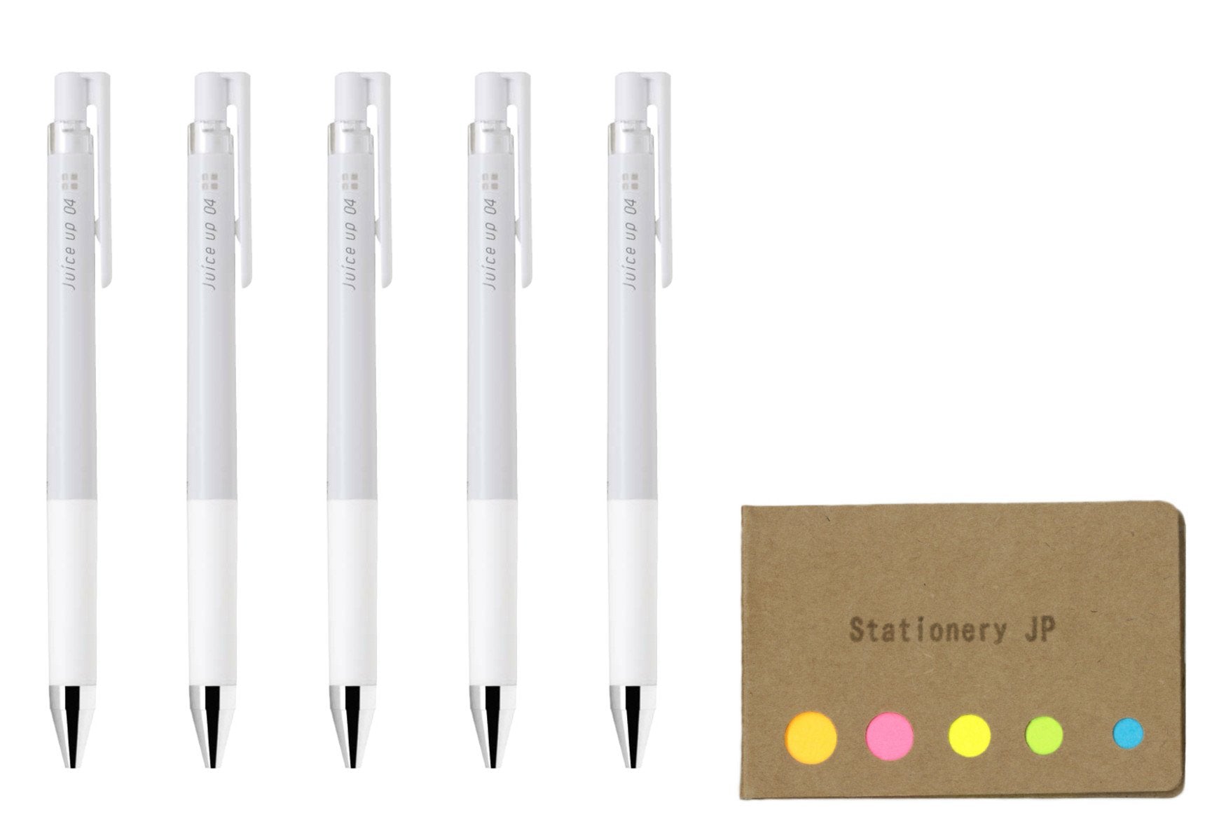 Pilot Juice Up 04 Retractable Gel Ink Pen, Ultra Fine Point, 0.4Mm, White Ink, 5-Pack, Sticky Notes Value Set