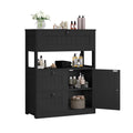GRUSIGN Storage Cabinet, Modern Bathroom Floor Storage Cabinet Organizer with 1 Door and 3 Drawers, Freestanding Cupboard for Ki