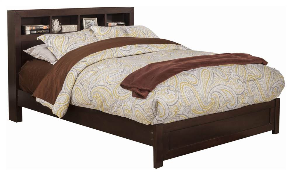 Alpine Furniture Solana Platform Bed With Bookcase Headboard, Twin Size