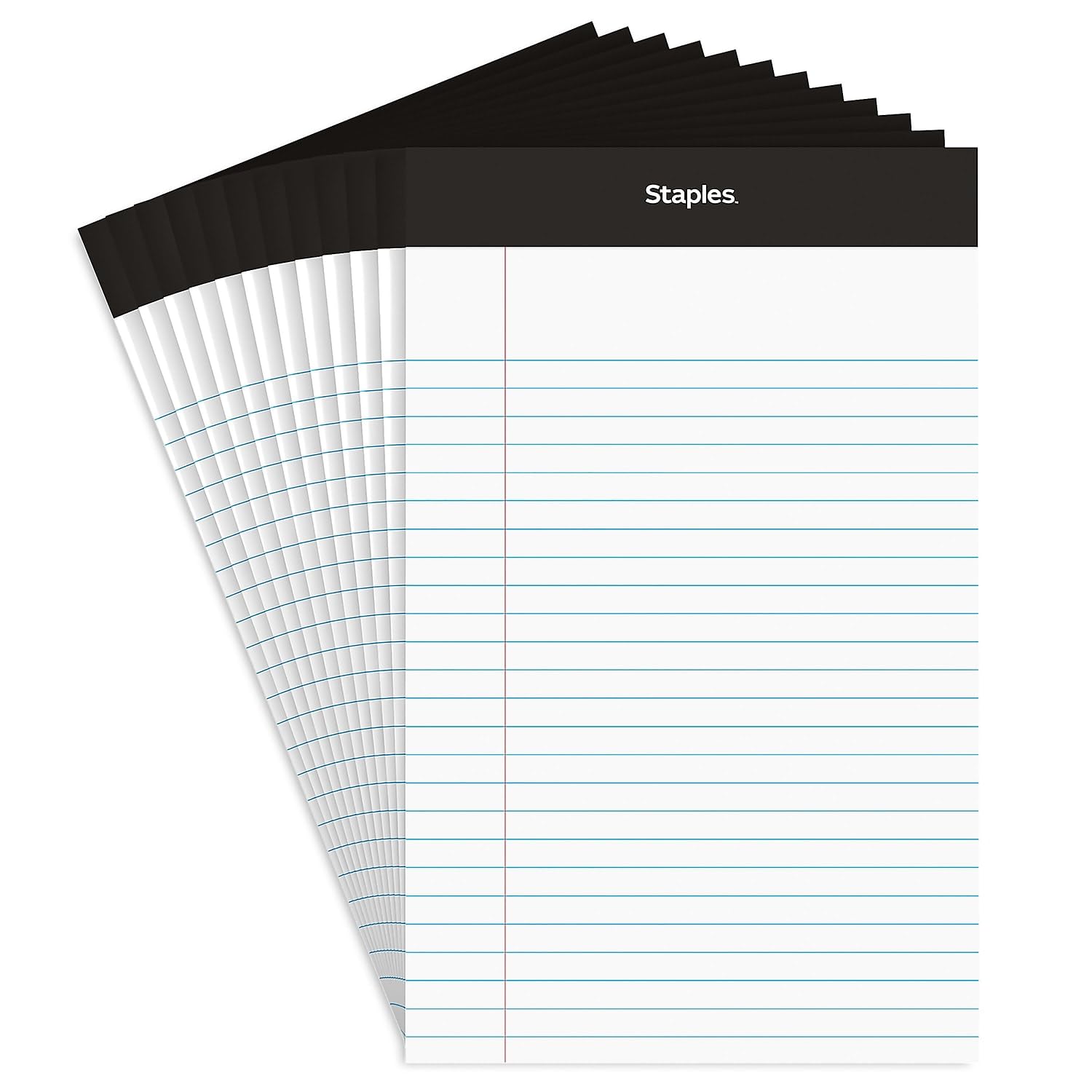 Staples Tru Red Notepads, 5 X 8 Inch Narrow Ruled Legal Pads, 12 Pack Writing Pads For Office, Home, School, White