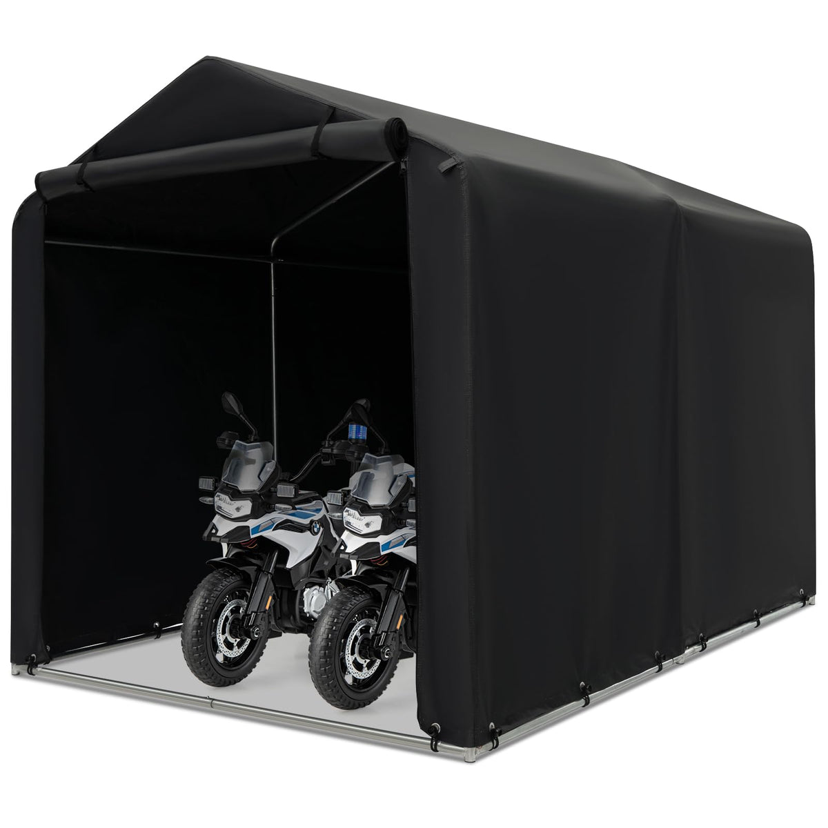 Goplus Portable Shed, 5.2 X 5.4Ft Storage Tent Shelter W/Roll-Up Zipper Door, Steel Frame, Waterproof Cover, Wind Rope & Ground