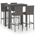 vidaXL Patio Bar Set with Cushions 5 Piece Garden Outdoor Bar Sets Dinner Bistro Dining Table Chair Stool Pub Furniture Seating Poly Rattan Gray