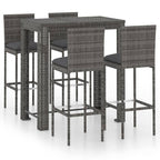 vidaXL Patio Bar Set with Cushions 5 Piece Garden Outdoor Bar Sets Dinner Bistro Dining Table Chair Stool Pub Furniture Seating Poly Rattan Gray