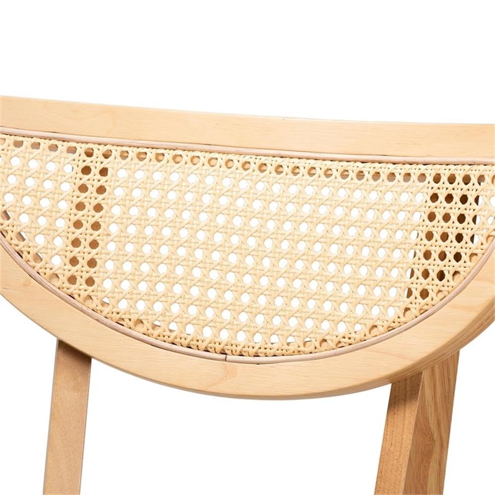 Baxton Studio Dannell Mid-Century Modern Grey Fabric and Natural Oak Finished Wood 2-Piece Dining Chair Set