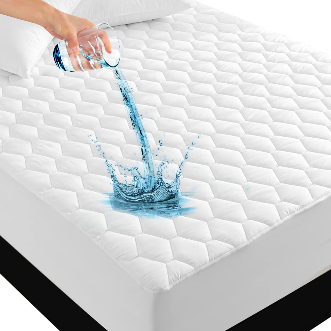 Unilibra Full Size Waterproof Mattress Pad, Quilted Fitted Mattress Cover Protector With Deep Pocket Stretches Up To 18 Inches,