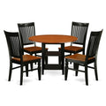 East West Furniture Suwe5-Bch-W 5 Piece Dining Set Includes A Round Dining Room Table With Dropleaf & Shelves And 4 Kitchen Chairs, 42X42 Inch, Black & Cherry
