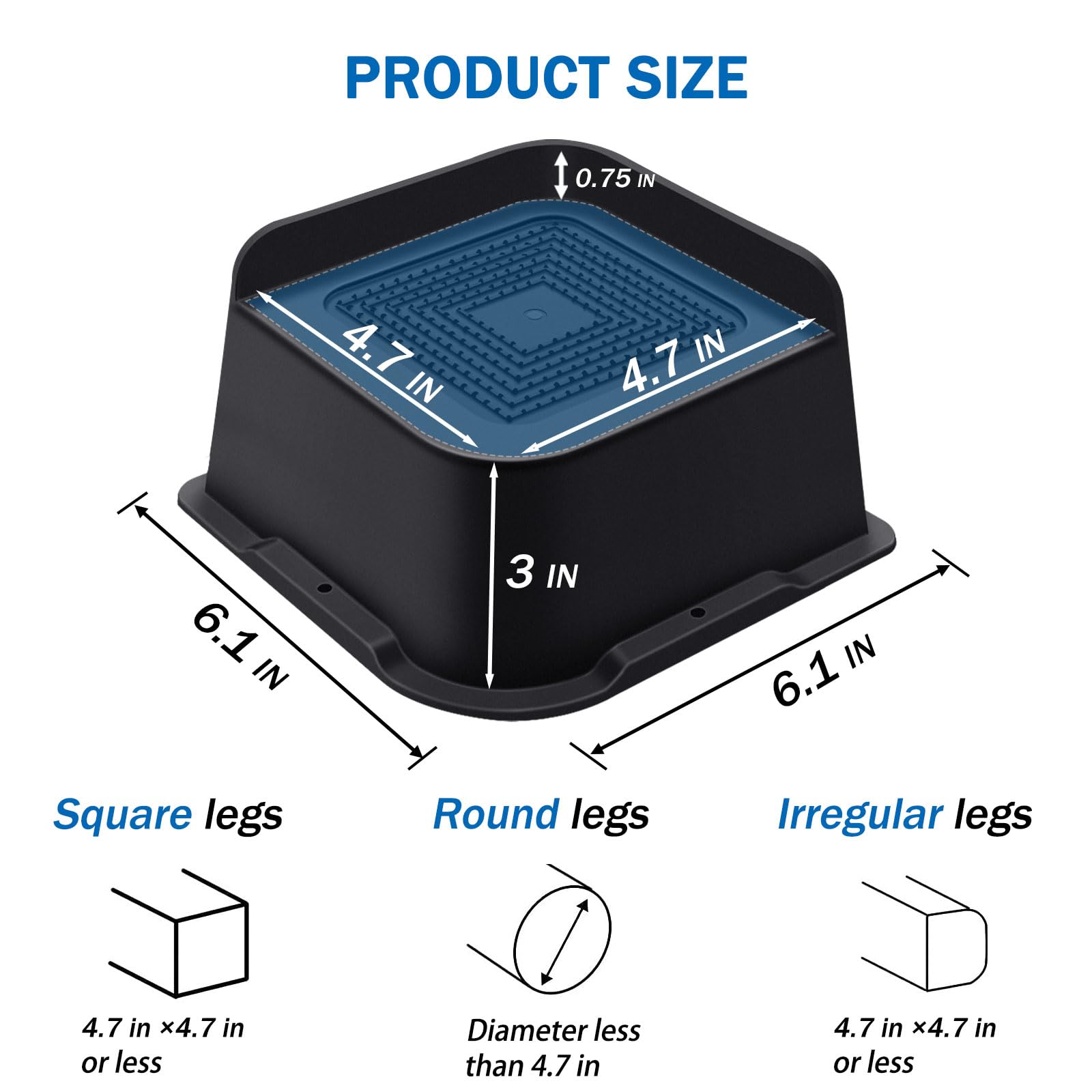 Annkut Bed Risers 3 Inch Heavy Duty, Furniture Risers For Bed Desk Table Sofa Couch,Oversized Bed Lifts Risers,Support Up To 500