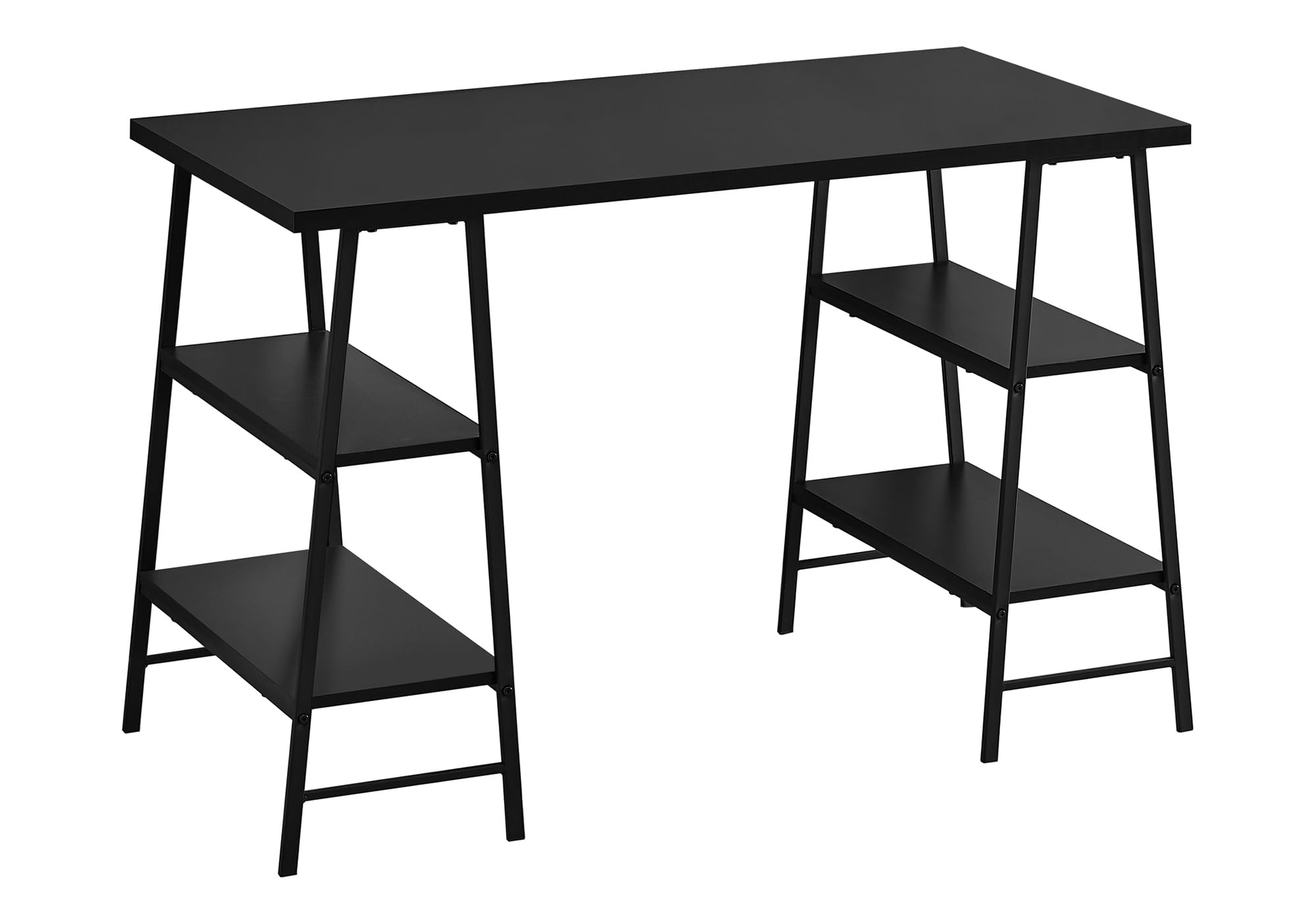 Monarch Specialties I 7522 Computer Desk, Home Office, Laptop, Storage Shelves, 48&quot; L, Work, Metal, Laminate, Black, Contemporary, Modern